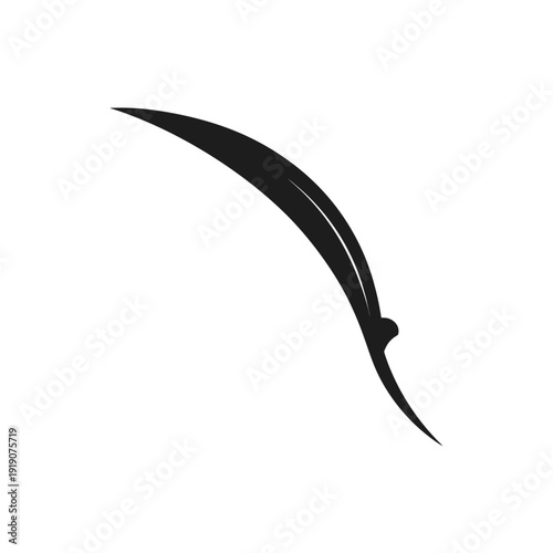 A single long black feather with a slight natural curve