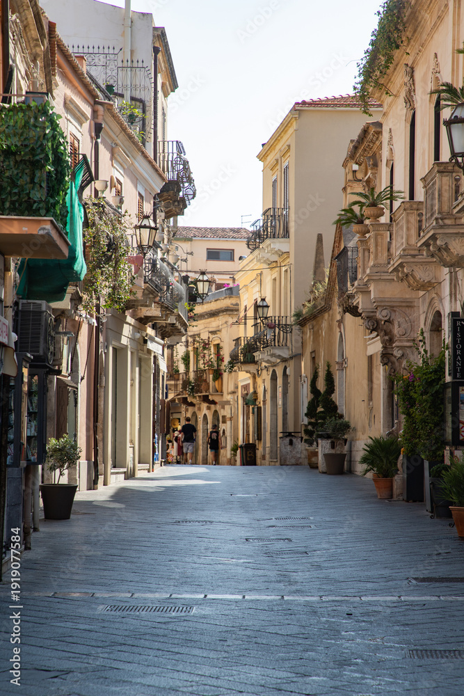 Fototapeta premium historic old town Taormina in Messina region of Sicily