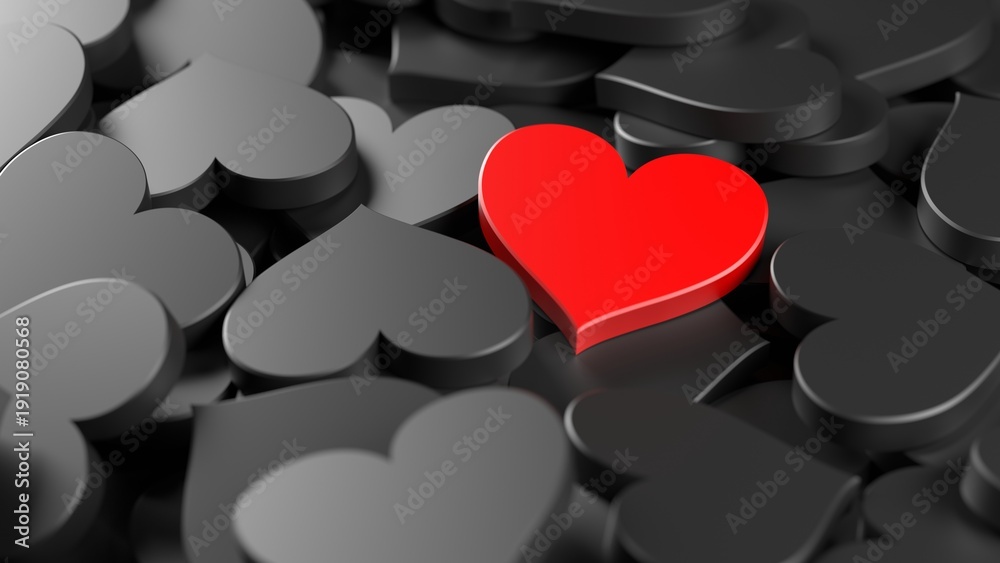 Fotografie Black and red hearts background