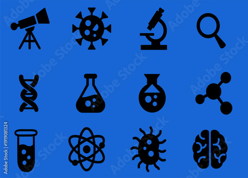 Medical Research And Virus Icon Set EPS