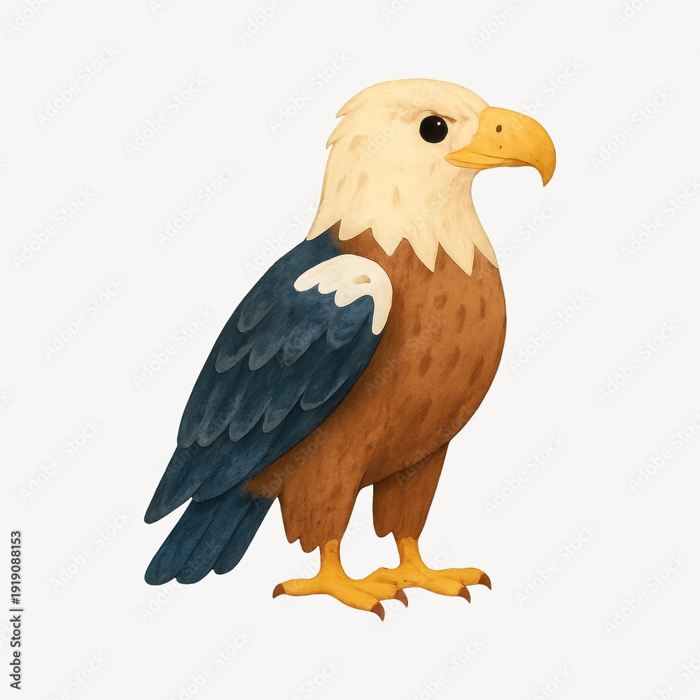 Fototapeta premium Illustrated majestic bald eagle art.