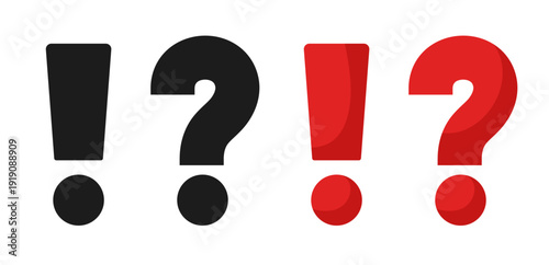 Question and exclamation marks. Vector flat clip art.