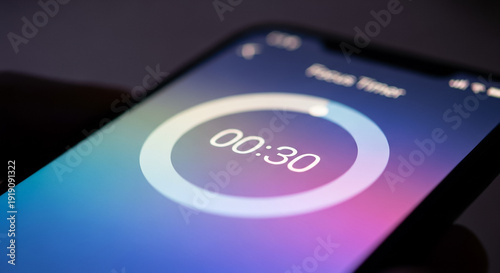 Digital Focus Timer on Smartphone Screen for Productivity and Time Management