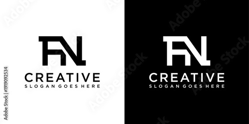 FN or NF initial letter logo design vector