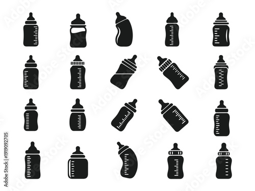 Baby feeding bottle icon silhouette vector illustration