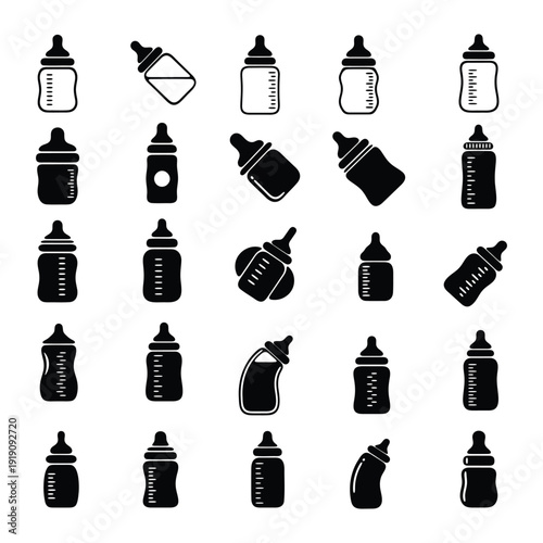 Baby feeding bottle icon silhouette vector illustration