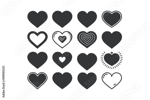 set of vector hearts
