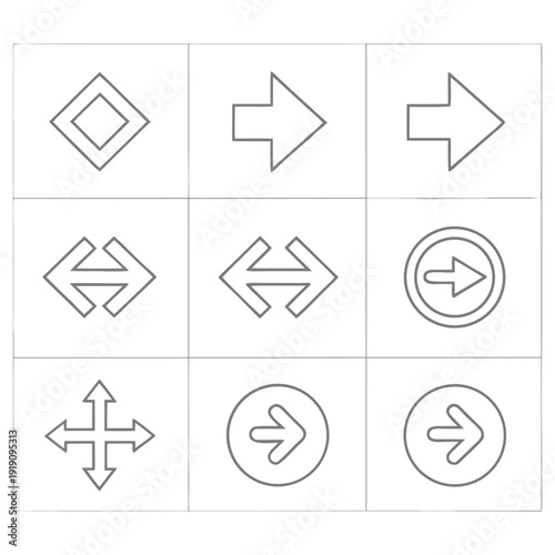 Minimal Outline Direction Arrow Icons Set
