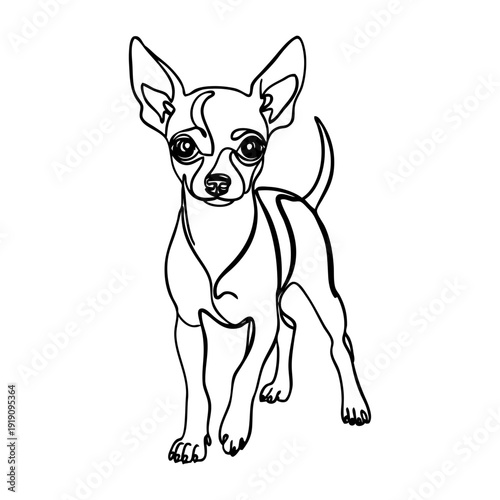 Dibujo con línea continua de un perro chihuahua