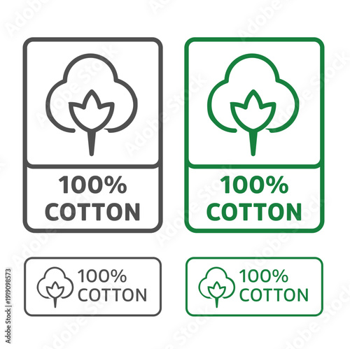 100% cotton icon logo. suitable for 100% Organic Cotton clothing products. vector certificate of Organic Cotton in green and black color.