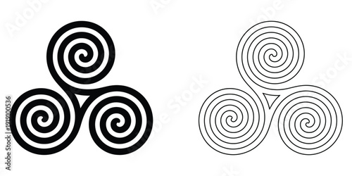 Triskelion  ancient ornament sign symbol, icon logo vector illustration isolated on white background