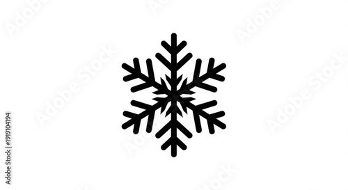Black snowflake icon on white background winter symbol frosty weather graphic element