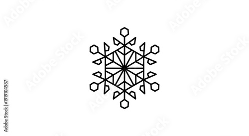 Intricate black snowflake design on white background geometric pattern winter symbol frosty motif decorative element