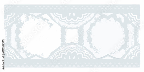 Pale blue seamless pattern with repeating floral and circular motifs