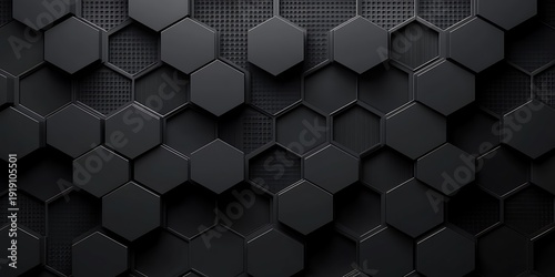 Dark hexagonal pattern with a textured background creating an abstract design element for graphics use
