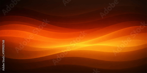 Abstract orange and red background with waves featuring a sunset sky over mountain silhouettes and a desert landscape at dusk