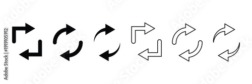 Set of repeat icon collection. Rotate symmbol.