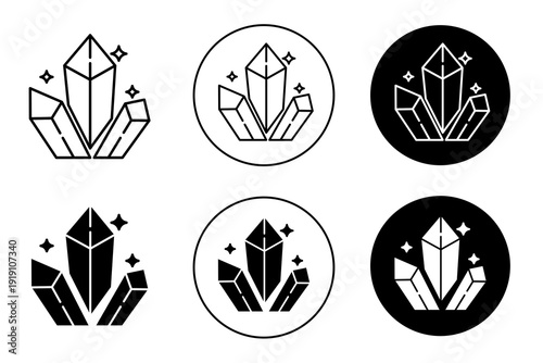 Drugs crystal icon set. Drugs crystal vector symbol in black filled and outlined style.