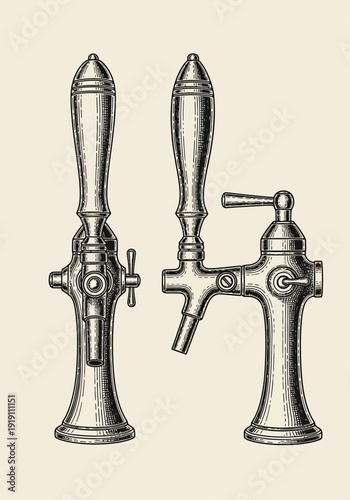 Vintage Beer Tap Handle Engraving Illustration Vector