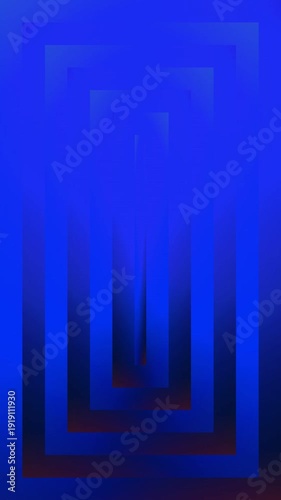 Abstract Rectangular Tunnel Illusion with Blue and Red Gradient Motion Background