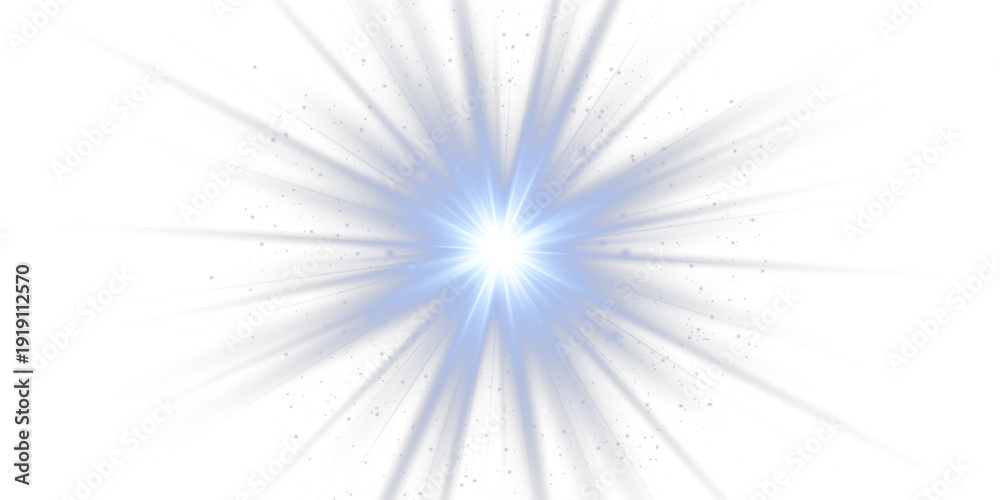 Obraz premium Blue glow effect and starry flares with shimmering highlights, featuring a bright blue light effect and beautiful shimmering lens flare light effect for professional abstract blue light graphics on bl