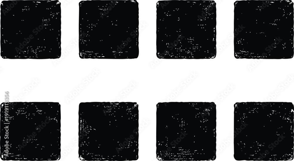 Φωτογραφία Collection of eight rectangular black grunge frames with heavy ink stamp texture