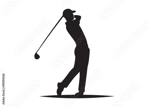 golf players logo silhouette vector, golf player golfer swinging silhouette illustration, playing golf swing pose logo silhouette, golf player plying golf logo vector silhouette on white background