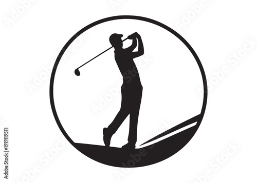 golf players logo silhouette vector, golf player golfer swinging silhouette illustration, playing golf swing pose logo silhouette, golf player plying golf logo vector silhouette on white background