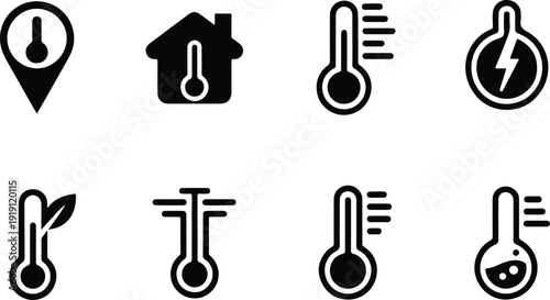 Street Thermometer Icon Temperature Vector Outdoor Thermometer Weather Icon Set