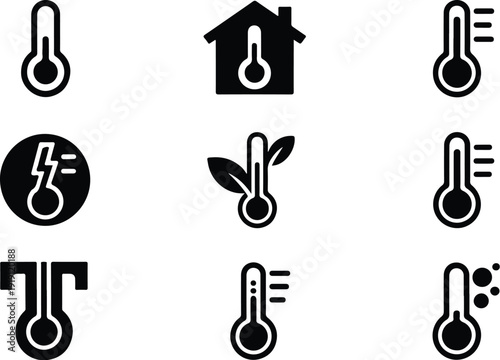 Street Thermometer Icon Temperature Vector Outdoor Thermometer Weather Icon Set
