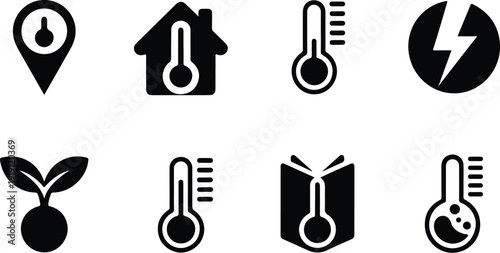 Street Thermometer Icon Temperature Vector Outdoor Thermometer Weather Icon Set