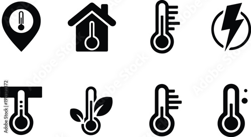 Street Thermometer Icon Temperature Vector Outdoor Thermometer Weather Icon Set