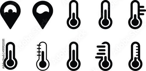 Street Thermometer Icon Temperature Vector Outdoor Thermometer Weather Icon Set