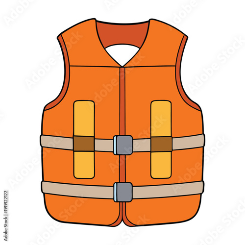 Bright orange life jacket designed for safety and visibility, featuring secure buckles and buoyant foam. Ideal for boating, kayaking, and water adventures, ensuring confidence on the water.
