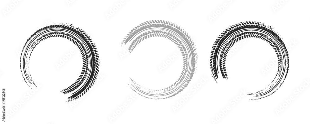 Obraz na płótnie Auto tire tread grunge circle frames set