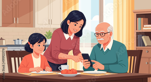 Family Sharing Meal Together at Home.