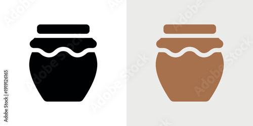 Black and brown clay pots with wavy lines and lids