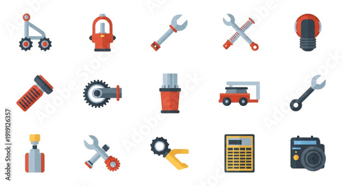 Collection of various tools and equipment icons.