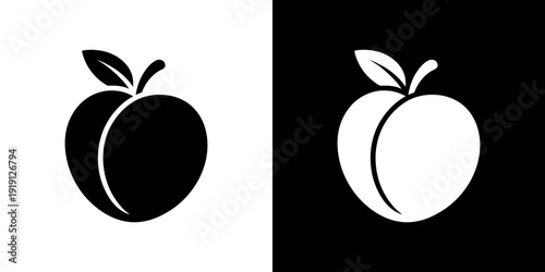 Black and white apple silhouettes on split background