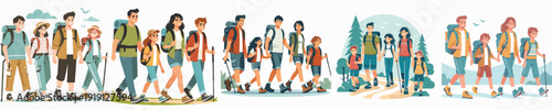 Vector of family doing hiking