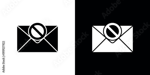 Black and white envelopes with prohibition signs no symbol