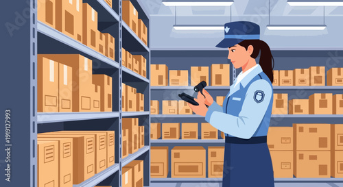 Warehouse Worker Checking Inventory on Tablet.