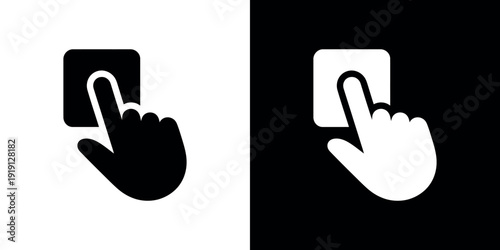 Black and white hand cursor click button