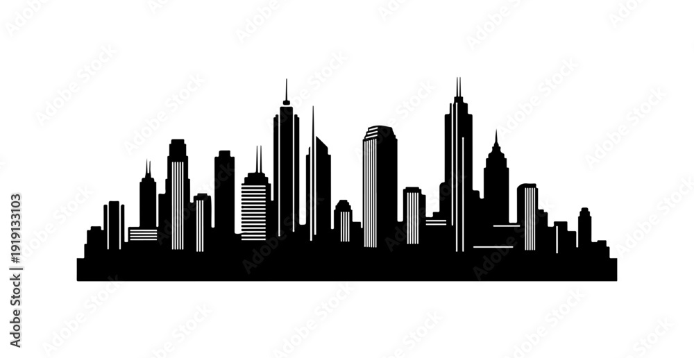 Fototapeta premium Modern Skyline Vector Illustration - Minimalist Cityscape