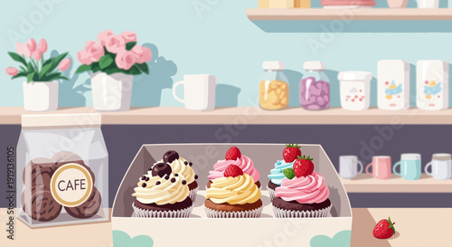 Assorted Cupcakes with Different Frosting Designs.