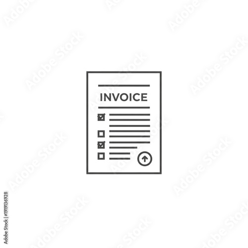 Professional invoice document with checklist and upload icon