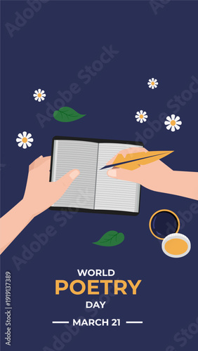 World poetry day flyer illustration