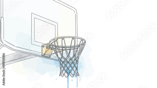 Close-up of a basketball hoop with net and backboard on an outdoor court