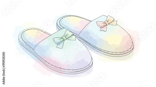 Soft white slippers with pastel bows for indoor comfort