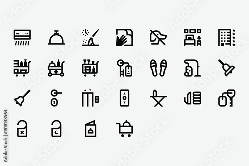 Hotel Icons Set Line Style